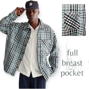 Urban Outfitters Men's UO Textured Plaid Jacket Oversized Heavyweighted sz XL